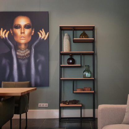 Roomdivider eikenhout met stalen frame