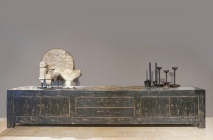 Tv meubel in oud zwart of blank Iepenhout - Afbeelding 2