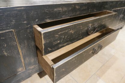 Tv meubel in oud zwart of blank Iepenhout - Afbeelding 6