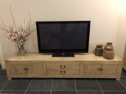Tv meubel in oud zwart of blank Iepenhout - Afbeelding 5