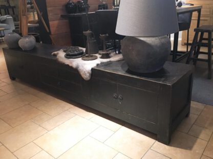 Tv meubel in oud zwart of blank Iepenhout - Afbeelding 3