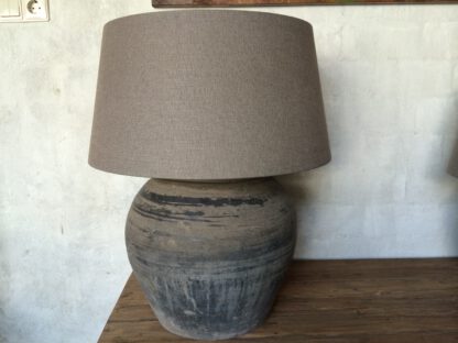 Oude Kruiklamp met stoffen kap - Afbeelding 3
