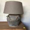 Oude Kruiklamp met stoffen kap - Afbeelding 2