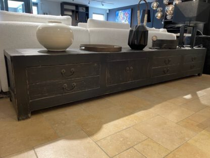 Tv meubel in oud zwart of blank Iepenhout - Afbeelding 9