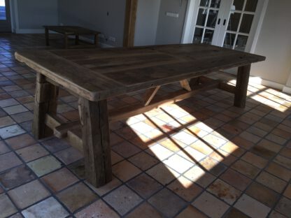 Ambachtelijke eettafel oud Frans eikenhout - Afbeelding 5