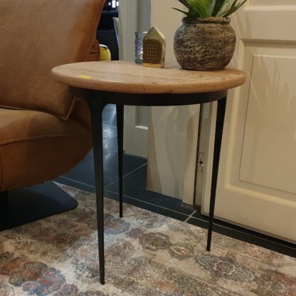 Bijzettafel oud iepenhout rond - Afbeelding 4