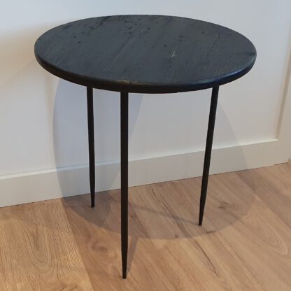 Bijzettafel oud iepenhout rond
