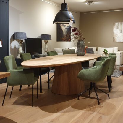 Eikenhouten eettafel ovaal - Afbeelding 3