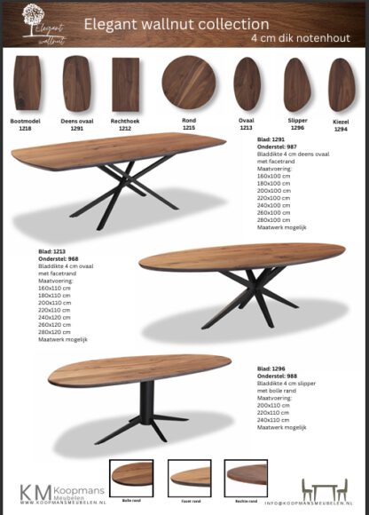 Notenhouten eettafel in diverse vormen - Afbeelding 13