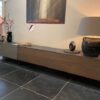 tv dressoir Scudo op maat Eiken met HPL blad en klep met stof bekleed - Afbeelding 5