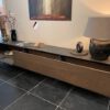 tv dressoir Scudo op maat Eiken met HPL blad en klep met stof bekleed - Afbeelding 3