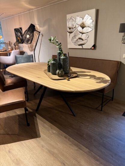 Eikenhouten eettafel half rond - Afbeelding 2