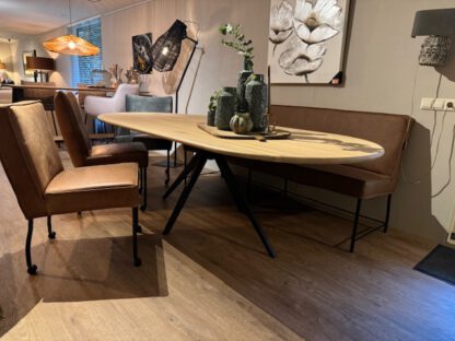 Eikenhouten eettafel half rond - Afbeelding 6